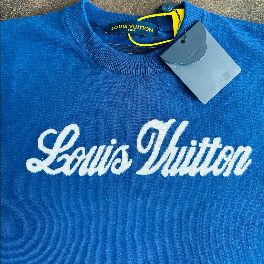 Blue Knit Logo Tee – Size Large (New with Tags)